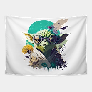 Lunar Sage: Old Yoda Beneath the Green Moon Tapestry