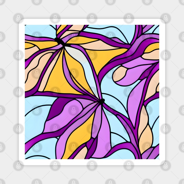 Purple Pastel Plant - Abstract Seamless Design Pattern Magnet by Artilize