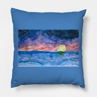 Roiling Waves by the Sea at Sunset Pillow
