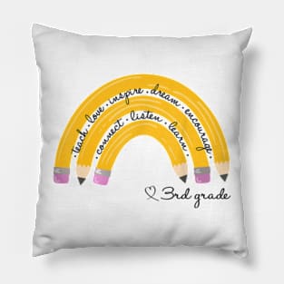 Teach Love Inspire Rainbow Pencil 3rd Grade Back To School Pillow