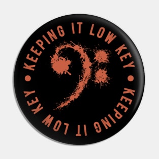 Bass Clef Red Retro - Keeping It Low Key Funny Music Lovers Gift Pin