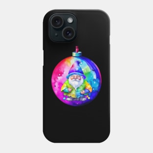 Rainbow Gnome on a Christmas Bauble Phone Case