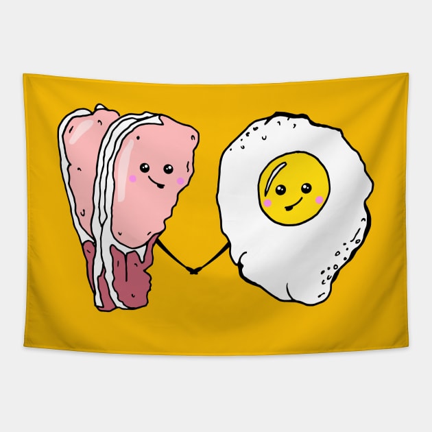 Cute Bacon and Egg Food Love Tapestry by HotHibiscus