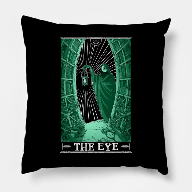 The Eye Tarotesque (dark) Pillow by Rusty Quill