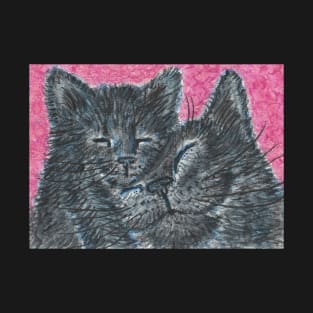 black cat snuggles T-Shirt