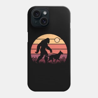 Bigfoot Walking Belgian Malinois Dog Vintage Hiking Dog Phone Case