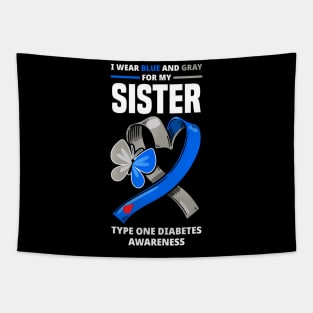 I Wear Blue  Gray For My Sister Type  Diabetes Tapestry