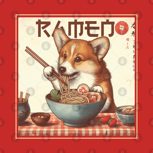 Corgi Eating Ramen by Trendsdk