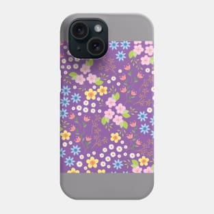 Purple ditsy floral pattern Phone Case