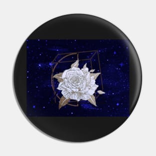 Geometric Gold Rose in Space (Navy Blue) Pin