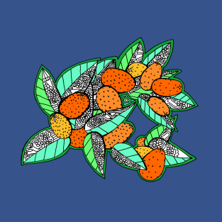 Juicy Ripe California Kumquats with Pop Art Leaves T-Shirt