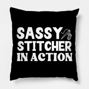 Sassy Stitcher In Action Pillow