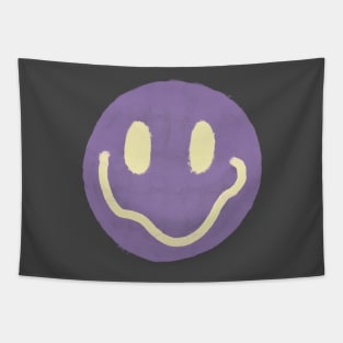 Purple and Yellow Smiley Face Tapestry