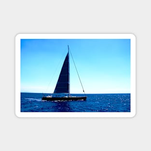 View in Amalfi coast at a boat sailing across the Tyrrhenian Sea with skippers Magnet