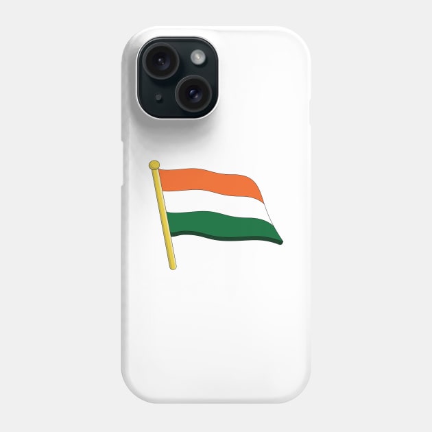 India flag Sticker design vector. India independence day 15th of august. Flag of the Republic of India in the wind on flagpole sticker design logo. Phone Case by AlviStudio