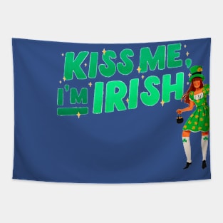 Kiss me I'm Irish Woman in Irish costume with Pot of Gold Tapestry