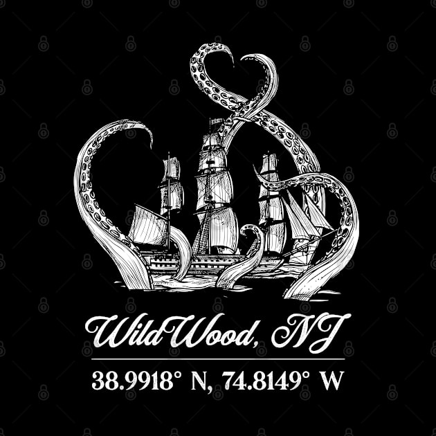 WildWood NJ Nautical Coordinates Boat With Octopus by grendelfly73