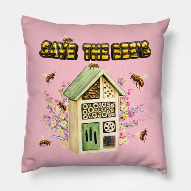 SAVE THE BEE'S Pillow by WalkingMombieDesign