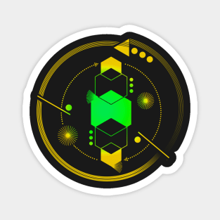 Galaxy geometric Planet futuristic yellow green Magnet