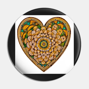 Wooden Heart In Bloom Pin