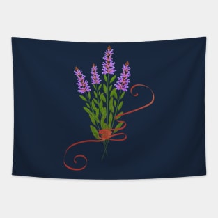 Bouquet of sage flowers with ribbon Tapestry