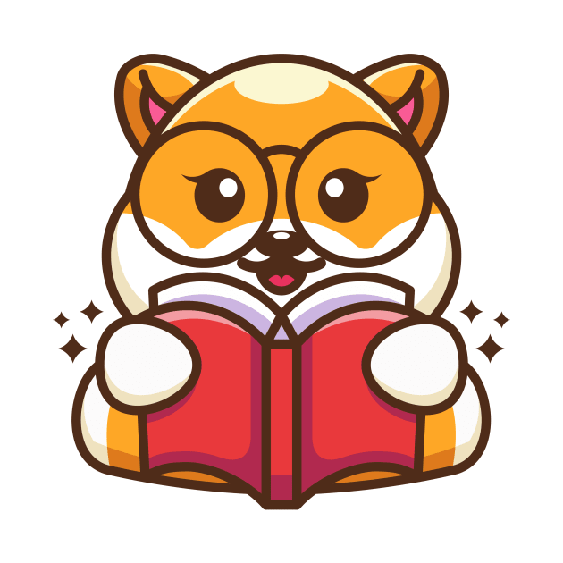 Cute shiba inu dog reading book cartoon by Wawadzgnstuff