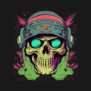 Cyberpunk Sci-Fi Skull with Helmet T-Shirt