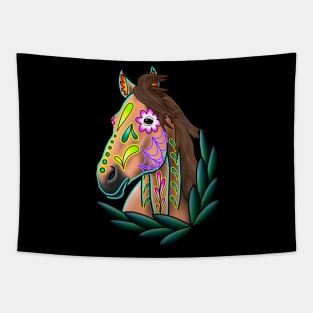 Day of the Dead Dun Sugar Skull Horse Tapestry