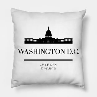 WASHINGTON DC BLACK SILHOUETTE SKYLINE ART Pillow