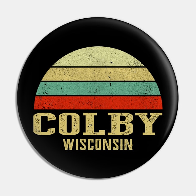 Colby Wisconsin Vintage Retro Sunset Pin by Curry G