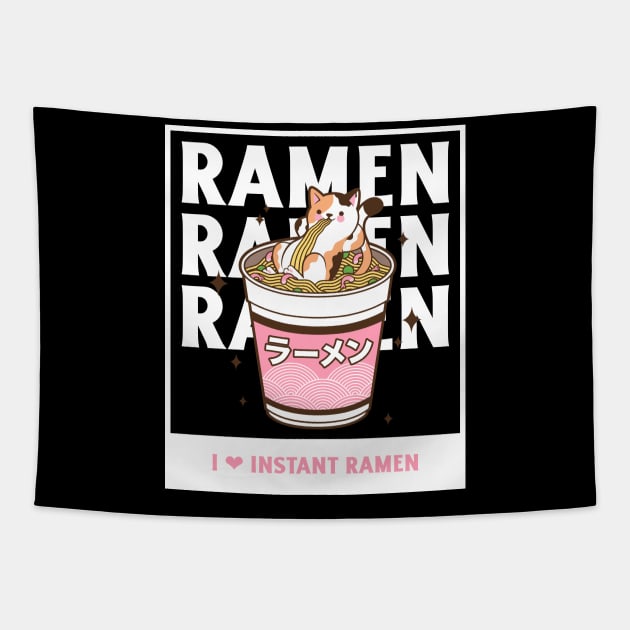 i love instant ramen cat Tapestry by tedd