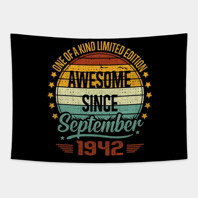 80 Year Old Awesome Since September 1942 Gift 80th Birthday Tapestry by sufian