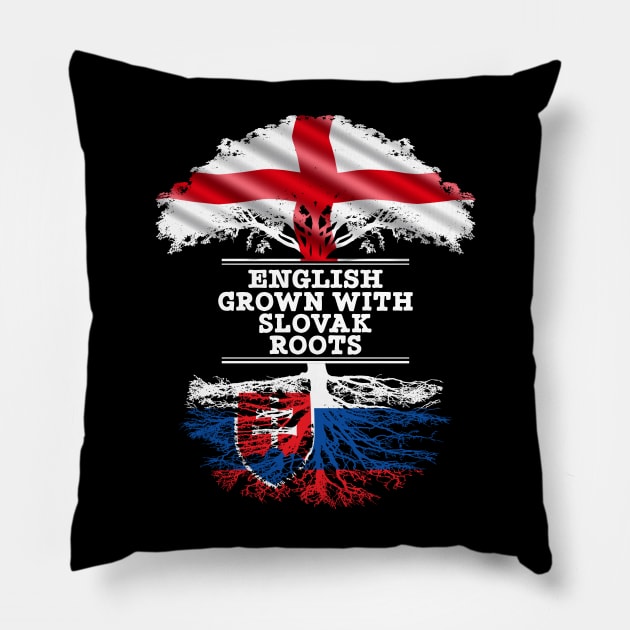 English Grown With Slovak Roots - Gift for Slovak With Roots From Slovakia Pillow by Country Flags