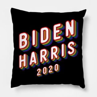 Biden Harris 2020 LGBTQ Pride Rainbow text Pillow