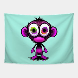 Cute Manic Chibi Monkey Comic Horror Art I Tapestry