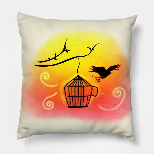 Escape! Pillow by DitzyDonutsDesigns