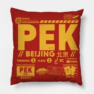 Vintage Beijing PEK Airport Code Travel Day Retro Travel Tag China Pillow