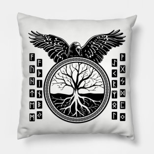 Tree of life  -Yggdrasil and  Runes alphabet Pillow