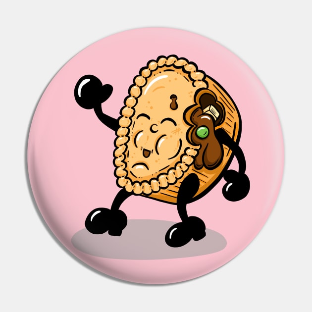 Mr Chicken and Gravy Pie Cartoon Pin by Squeeb Creative