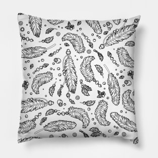 BW Feathers Pattern Pillow