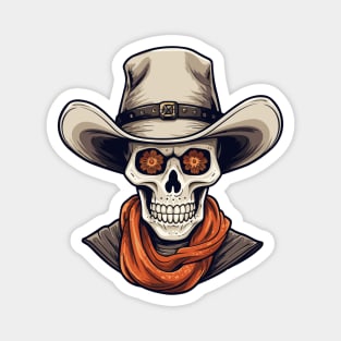 Halloween Cowboy Skeleton With Western Hat Wild West Magnet