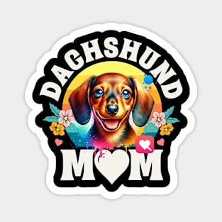 Colorful Dachshund Mom Retro Sunset Dog Lover Mothers Day Magnet