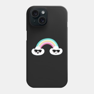 Happy Clouds Wearing Sunglasses With a Rainbow Phone Case