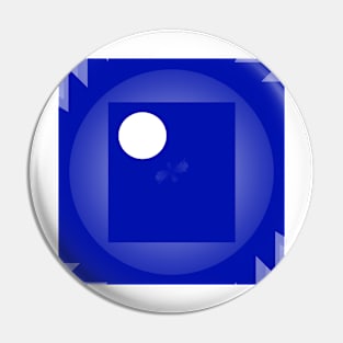 A white circle on blue Pin