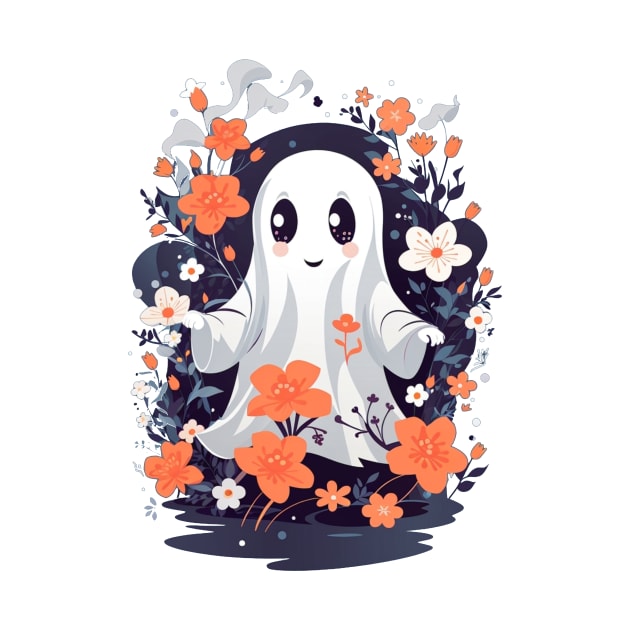 cute ghost and flowers by Majkel&Majkel