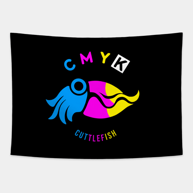 CMYK Cuttlefish, stylized, art for sea & ocean life lovers Tapestry by croquis design