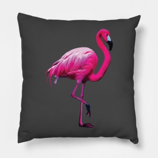 Pink Flamingo on Grey Pillow