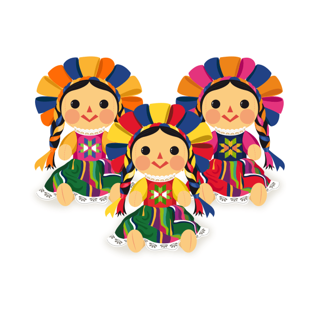 Mexican María Dolls. Mexican Otomi Dolls. Traditional Mexican Rag Dolls by Akbaly