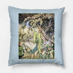 Queen Guinevere on Mayday - Arthur Rackham Pillow