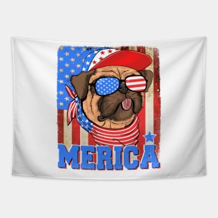 Funny Merica Retro Flag US American Bulldog Patriotic Tapestry